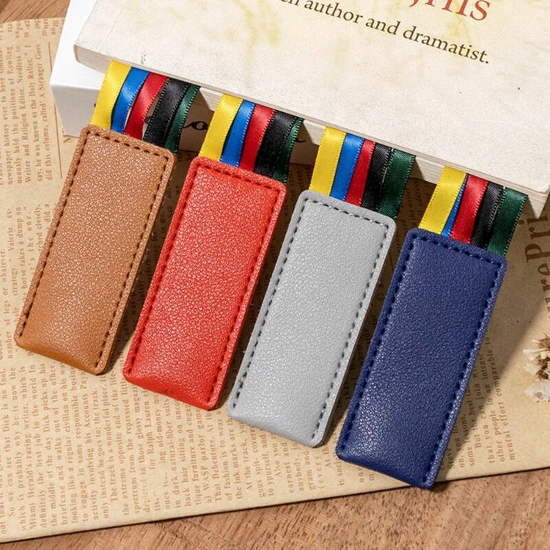 Reading Bookmark Bookmark With Ribbons PU Leather Multi-color Book Paginator Handcrated Pagination Mark Book Reading Sorter