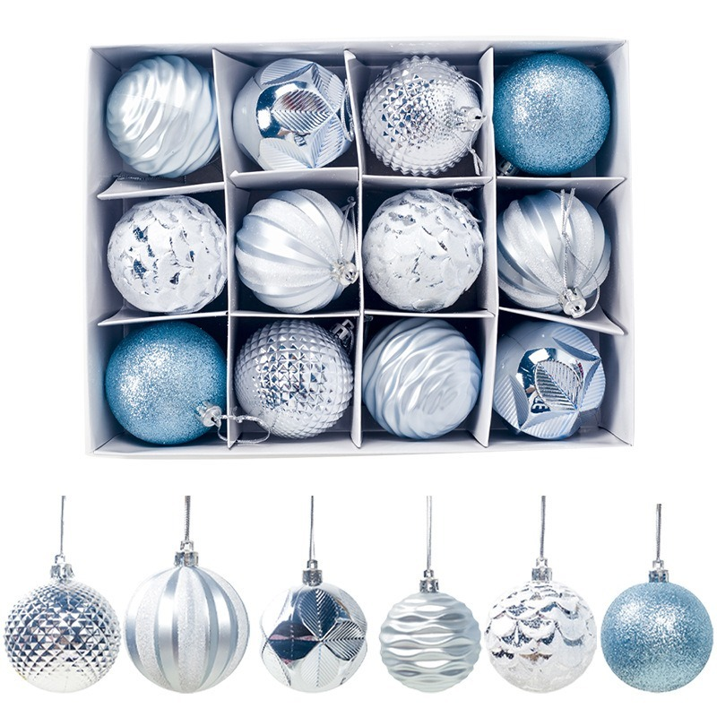 Juego de bolas de Navidad de 6 colores y 6cm de diámetro, decoración de árbol, regalo colgante, 12 unidades