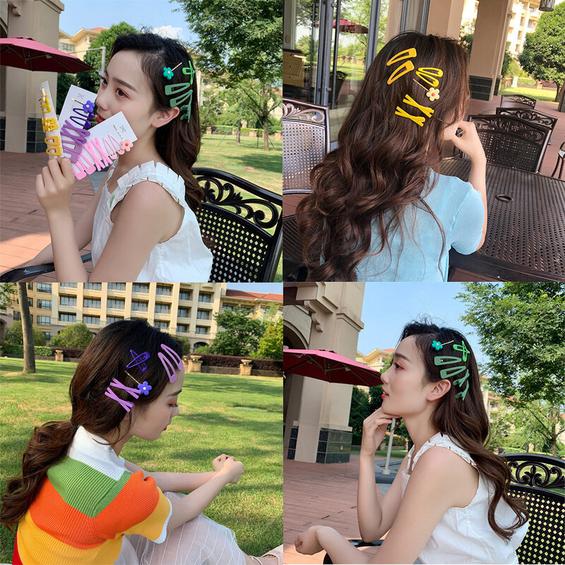 4/7 Pcs/Set Zoete Bloem Haarspelden Metalen Kruis Drop Snap Haar Clips Voor Vrouwen Meisjes Kids Leuke Pony Haarspeldjes haar Accessoires