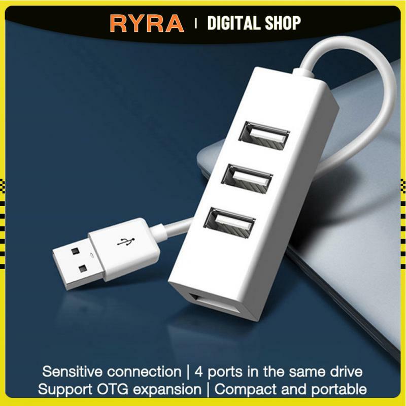 Ryra usb portátil universal hub 4 portas usb2.0 com cabo de alta velocidade mini hub soquete padrão divisor adaptador de cabo para computador portátil