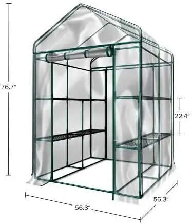 Greenhouse - Walk in Greenhouse with 4/8 Sturdy Shelves and PVC Cover for Indoor or Outdoor Use - Green House by Home-Complete