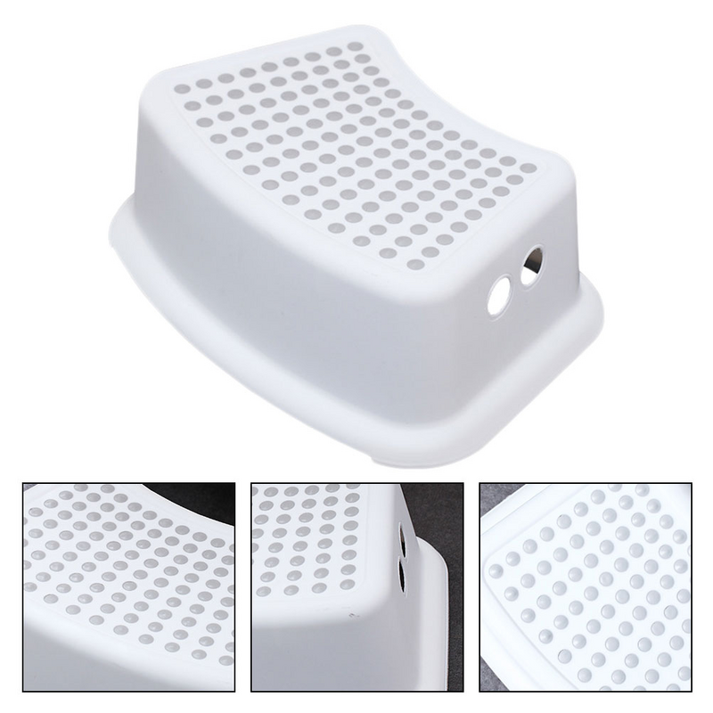 Plastic Anti Step Stool Children Bathroom Foot Stool Bath Toilet Stool for Home (White)
