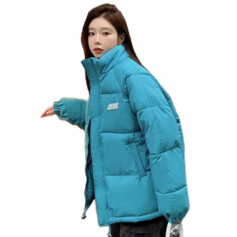 New Style Winter Standing Collar Down Jackets For Female Cotton-padded Loose Versatile Basics Solid Warm High Street Outwear