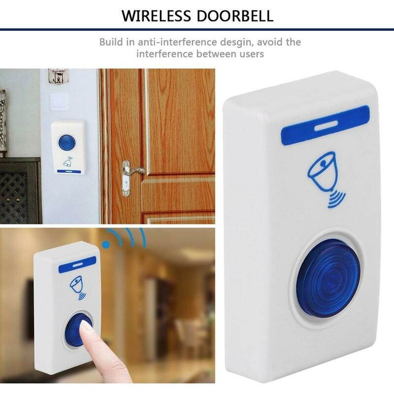 New 504D LED Wireless Chime Door Bell Doorbell & Wireles Remote control 32 Tune Songs White Home Security Use Smart Door Bell