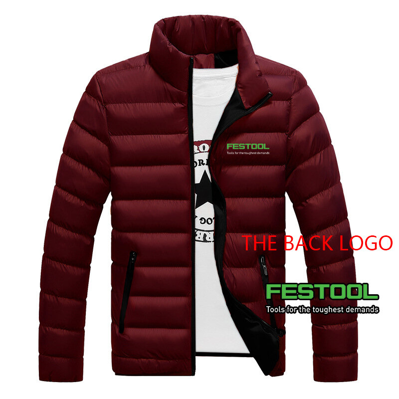 Festool 2023 men's autumn and winter new high-quality stand-up collar zipper snow coat cotton-padded jacket warm padded coat str