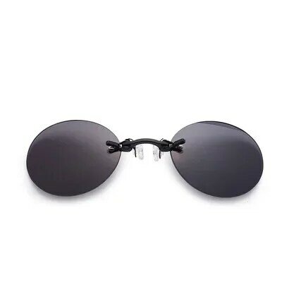 Moda clip on nariz óculos de sol masculino vintage mini redondo óculos de sol hacker império matrix sem aro óculos uv400