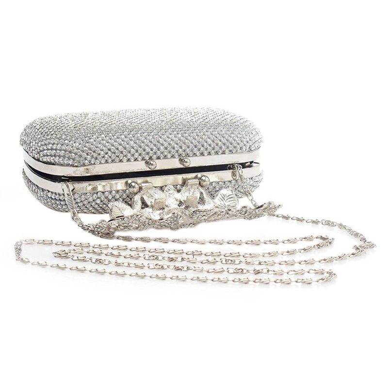 3x einzigartige Schließe Silber Diamante Kristall Diamant Abend tasche Clutch Geldbörse Party Braut Abschluss ball