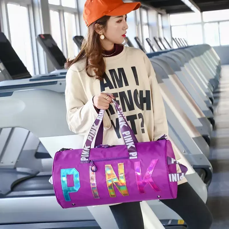 Розовая Женская спортивная сумка, спортивная сумка для путешествий, для спортзала, тренировок, подарок для переноски