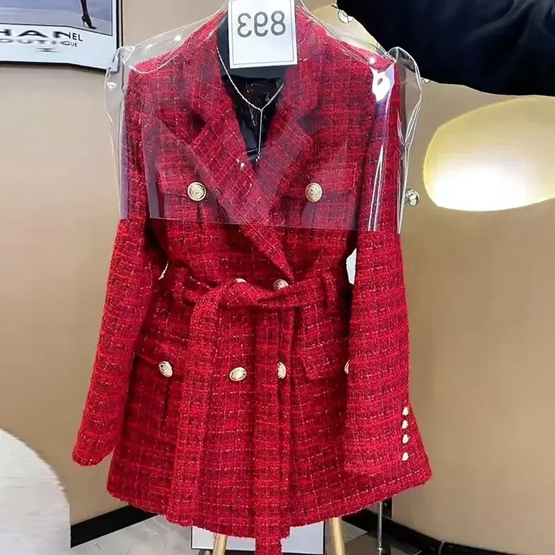Jaqueta de blazer de ano novo feminina, moda coreana feminina, super bonita, top de fragrância pequena, primavera e outono, 2024
