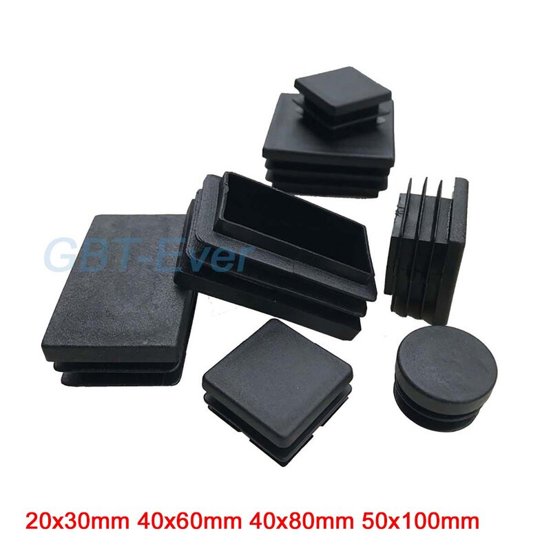 10/20/30Pcs PE Plastic Square Pipe Plugs 20x30 40x60 40x80 50x100mm Black Hole End Caps Inserts Seal Plugs Chair Foot Pad