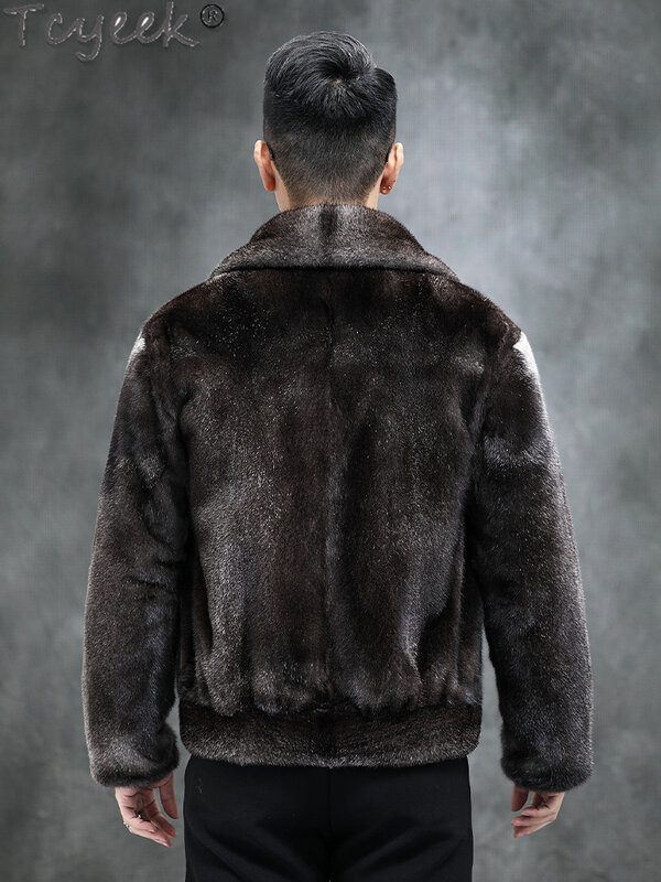 Tcyeek High Quality Mink Fur Coats Fashion Mens Real Fur Coat Men Clothes Short Natural Mink Fur Jacket Loose Chaquetas Hombre
