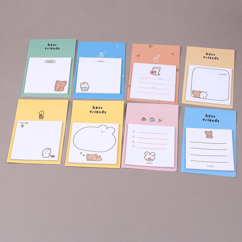 Kawaii Animal Sticky Notes, Post Notepad, Bookmark Planner, De volta à escola papelaria estética, Almofadas bonito Memo, Tab Index, Romance