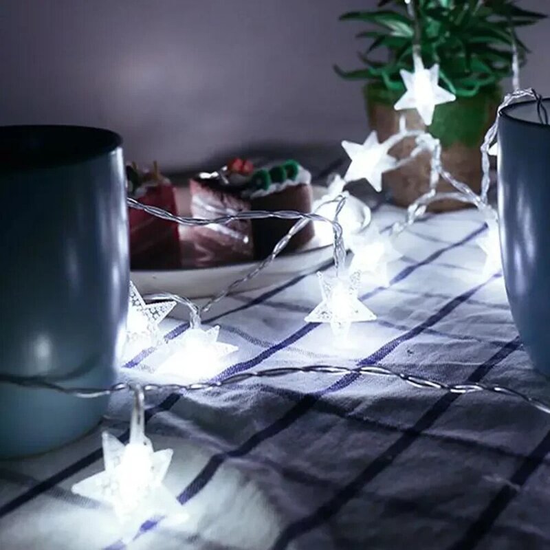 Cadena de luces LED románticas con USB, luces de hadas de estrella alimentadas por batería, Lámpara decorativa para jardín, hogar, decoración de fiesta de boda