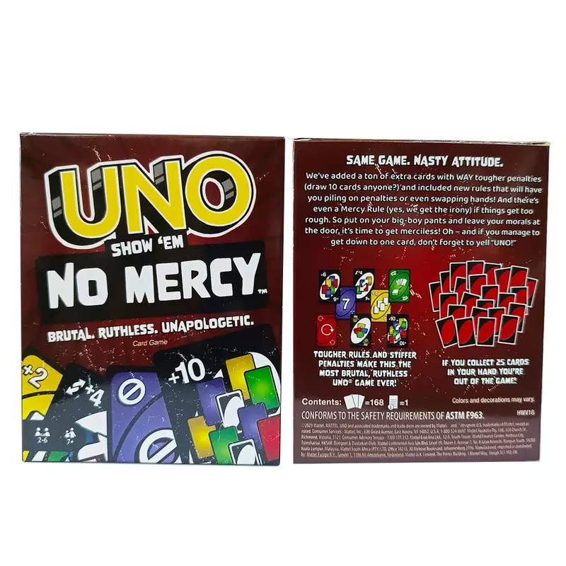 Kartu game uno no mercy baru pola permainan papan kartun Anime permainan keluarga lucu hiburan uno no mercy permainan kartu uno permainan Christma