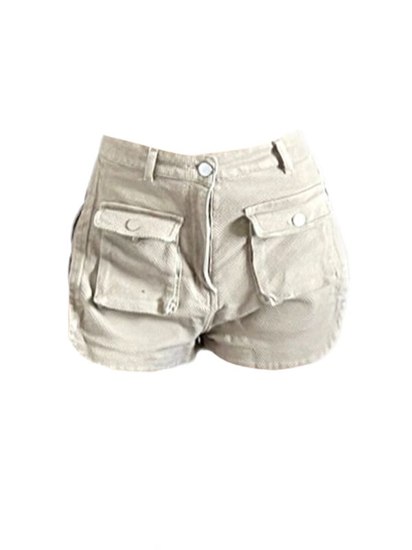 New Design High Waist Denim Shorts Fashion Vintage Beige Shorts Jeans Casual Korean Hot Pants Streetwear Spring Summer Clubwear
