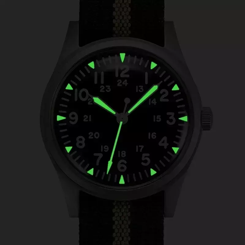 RDUNAE-reloj militar Retro RA03 G10 para hombre, cronógrafo de cuarzo deportivo luminoso, de acero inoxidable 316L, cristal Mineral K1, 34,5mm