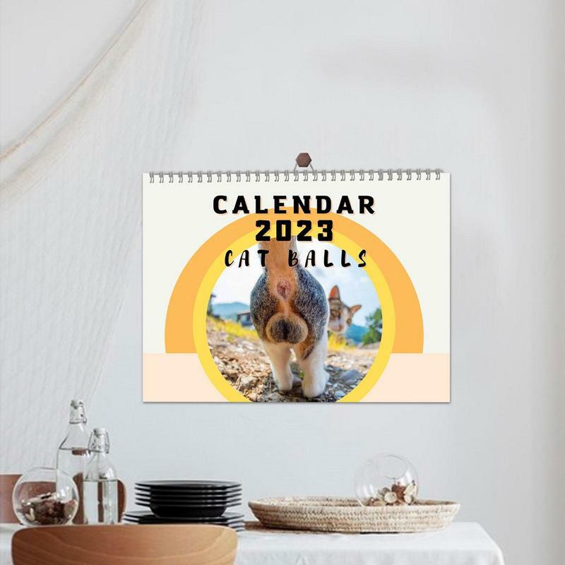 Calendario de bolas de butholes para gatos, decoración de la sala de estar del hogar, regalos de Navidad de Año Nuevo para amantes de los gatos, nuevo, 2023