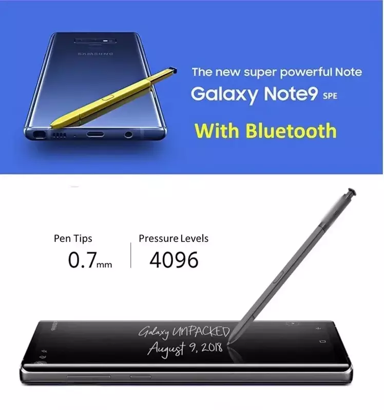Pena Stylus S Sentuh Asli 100% Baru untuk Samsung Galaxy Note 9 Note9 N960 N960F N960P dengan Fungsi Bluetooth dengan Logo