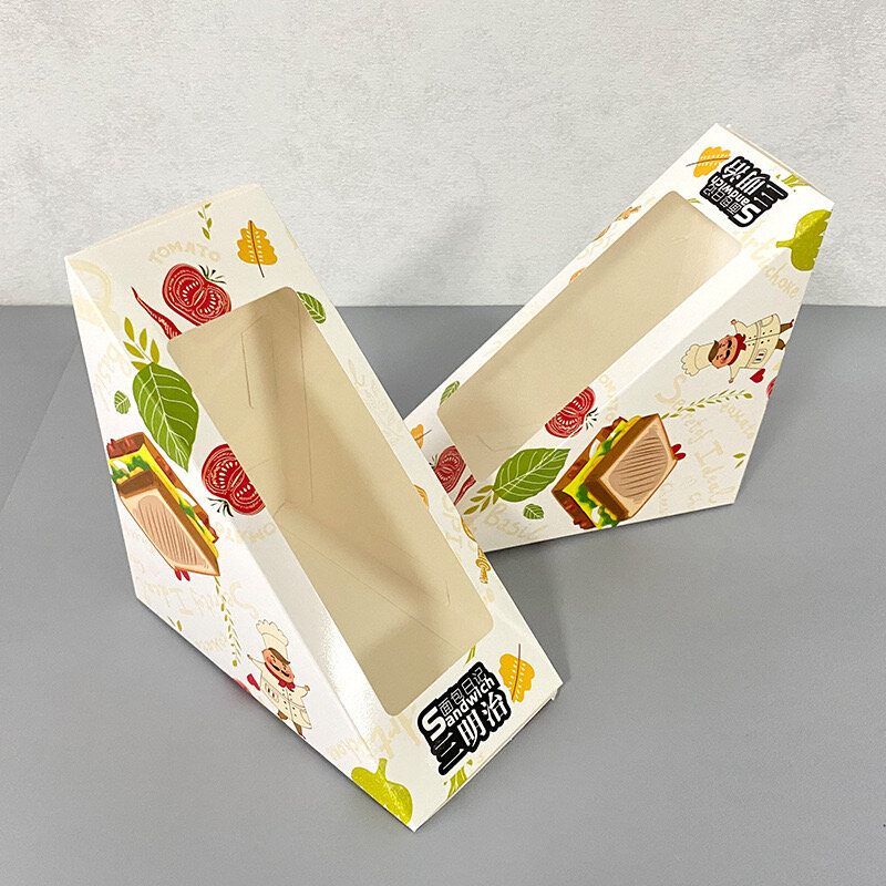 Caja de sándwich personalizada para alimentos, papel artístico de buen embalaje, materiales reciclados, OEM, más vendido