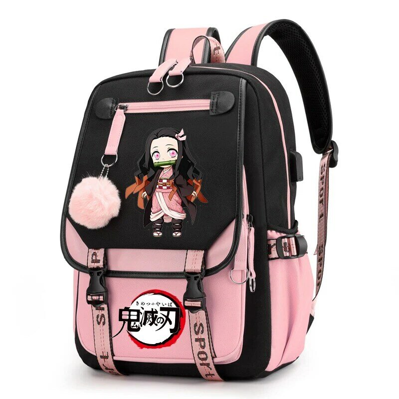 Nowość w stylu Harajuku torby szkolne Anime Demon Slayer Kamado Nezuko plecak dla dzieci dziewczynki Kawaii tornister podróżny plecak damski plecak