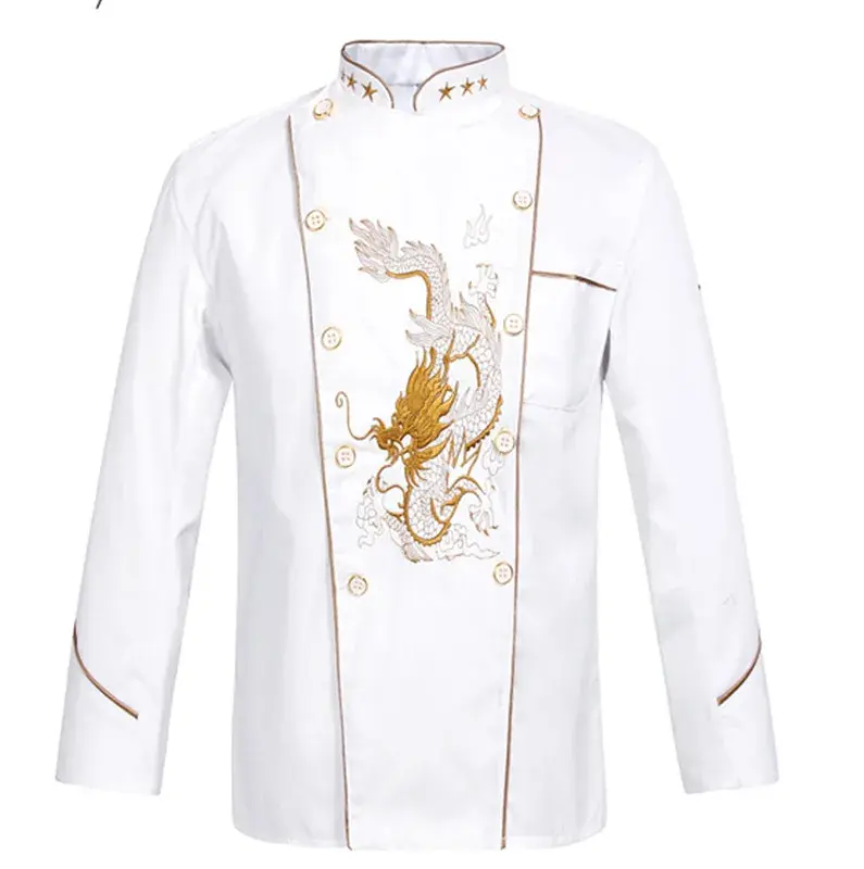Куртка шеф-повара с вышивкой «дракон», дышащая сетчатая форма для кухни и работы, с коротким рукавом, в стиле пэчворк, для мужчин и женщин