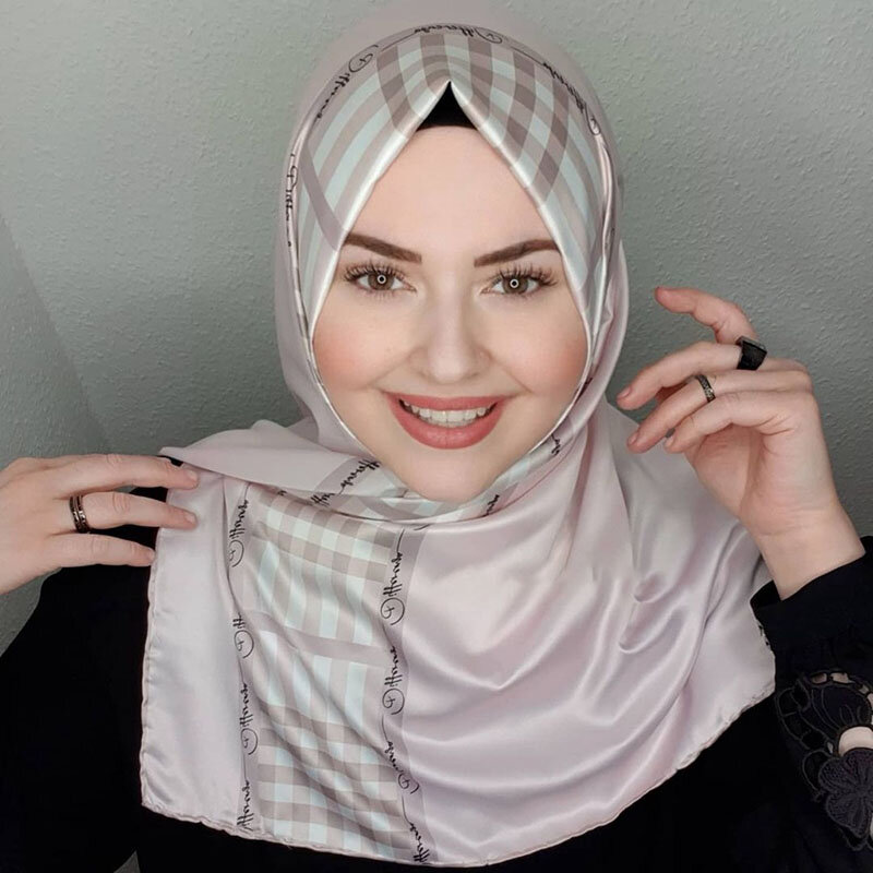 Hijab femme musulman ramadan abaya femme islam foulard musulmane pour femme bonnet soie de medine Foulard Hijab carré en soie islamique pour femmes, écharpe de luxe en Satin, tenue musulmane, Turban