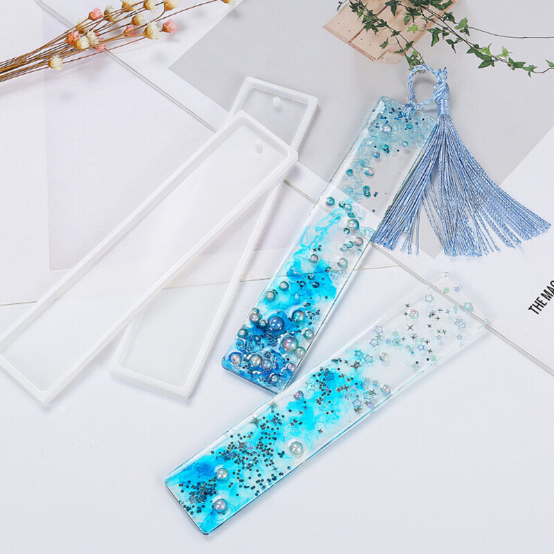 Cetakan Bookmark persegi panjang DIY membuat cetakan silikon cetakan Kristal Epoxy Resin Casting cetakan untuk kerajinan buatan tangan membuat perhiasan