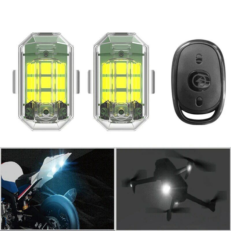 Luz estroboscópica LED inalámbrica para Dron, 4 piezas, para motocicleta, coche, bicicleta, Control remoto, luz de advertencia anticolisión