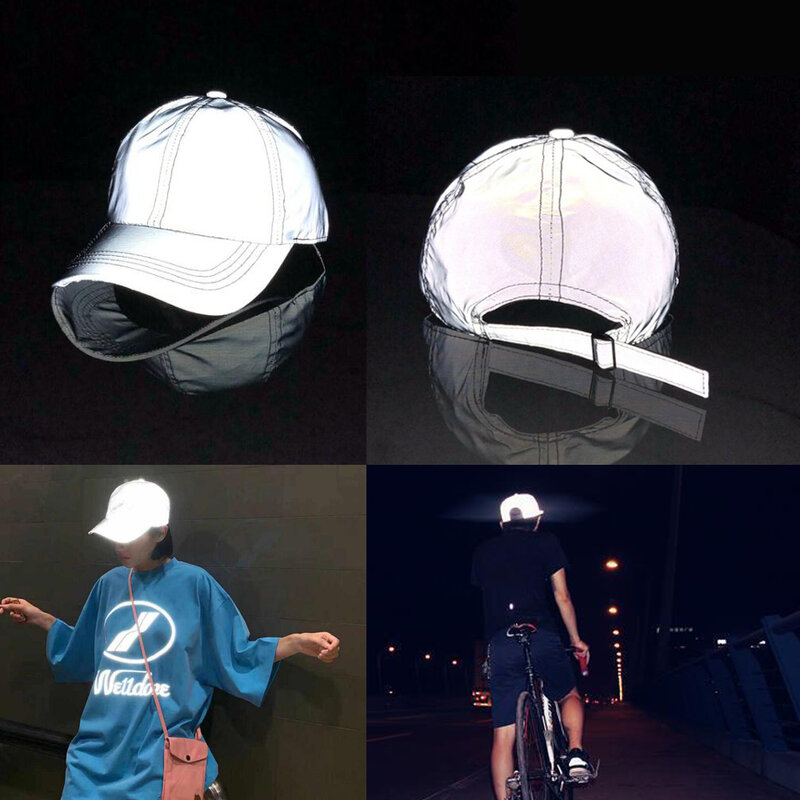 หมวกวิ่งสะท้อนแสงสำหรับผู้ชายและผู้หญิงตอนกลางคืนหมวก Topi BUCKET หมวกบูนนี่เทศกาลแฟลชคลั่ง