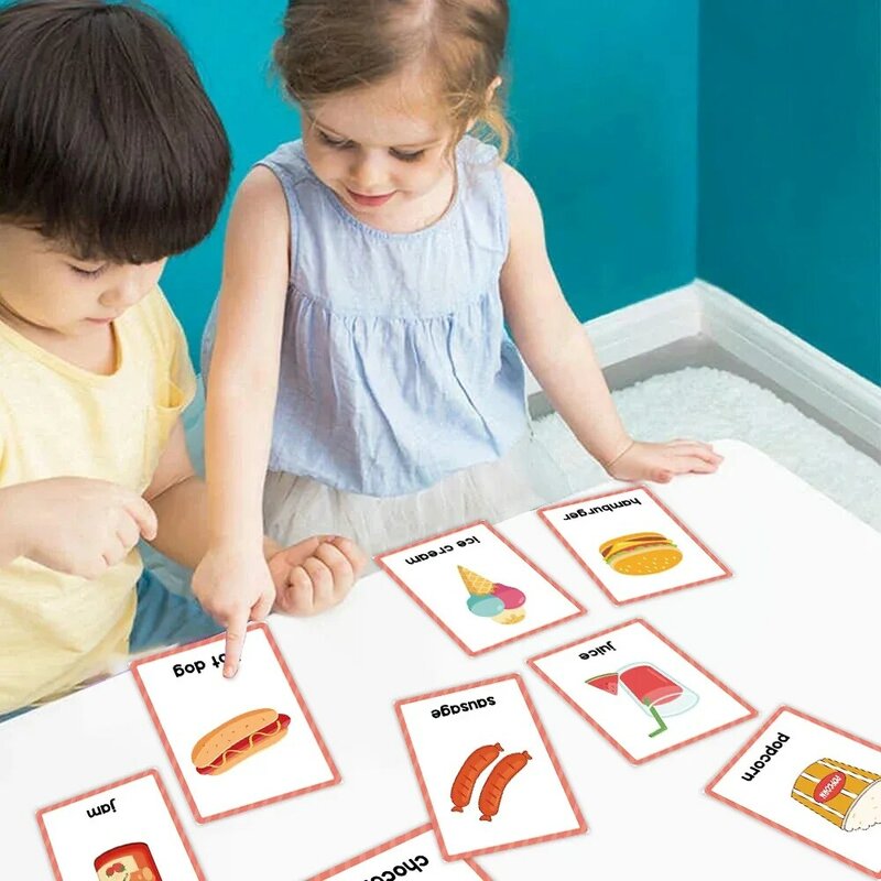 20 Karten Kinder Lebensmittel Englisch Wörter doppelseitig lernen Karteikarte frühe Bildung Erkenntnis karten Baby Kleinkind Montessori Spielzeug