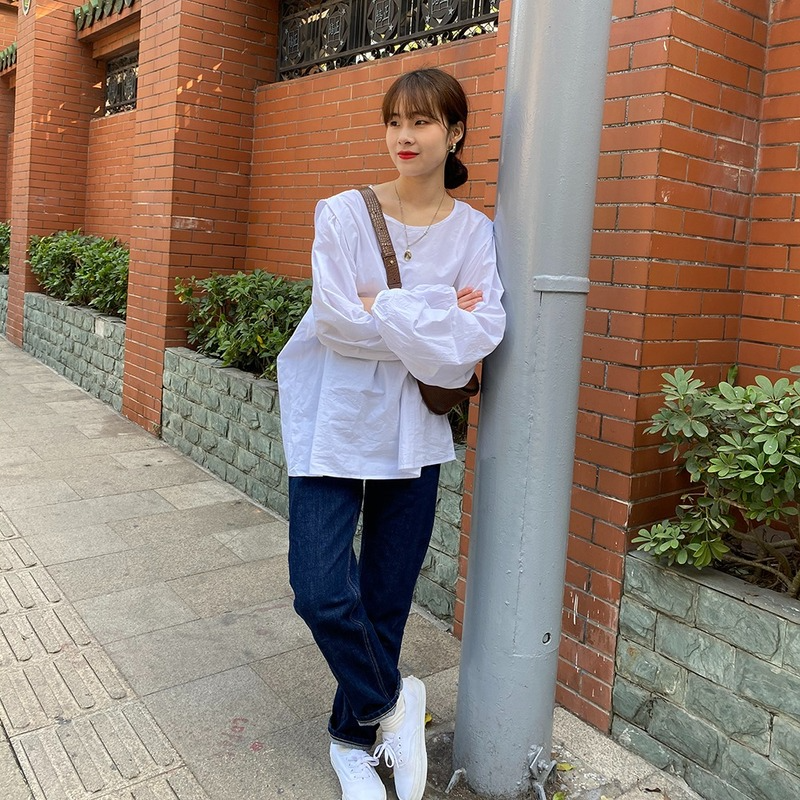 Blouses Women Hollow Out Spring Sexy Loose Lantern Sleeves Solid All Match Trendy Streetwear Temperament O-neck Casual Ulzzang