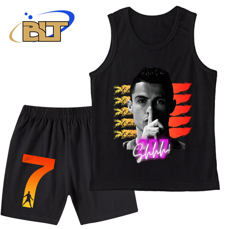 Ronaldo Print Boys Summer Sports Vest Suit top pantaloni 2 pezzi Casual abbigliamento per bambini Set