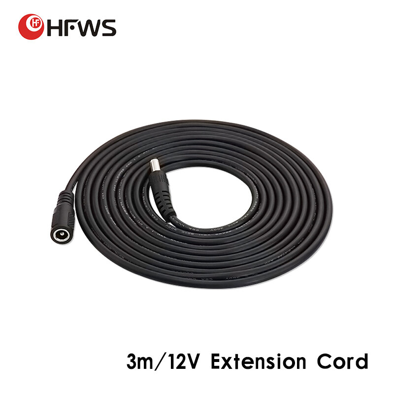 Ekstensi kamera keamanan kabel DC 12V Pria Wanita ekstensi daya kabel 3M 5.5mm x 2.1mm untuk kamera Wifi/AHD/IP