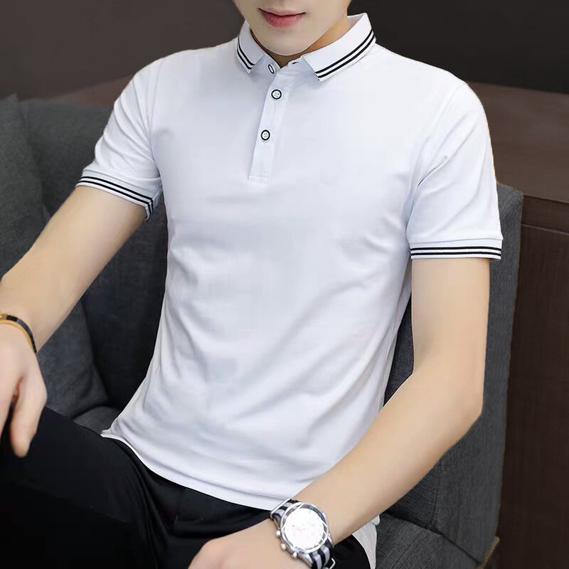 POLO estiva da uomo con risvolto manica corta top uomo Business Casual Youth top abbigliamento moda coreana polo Shirt