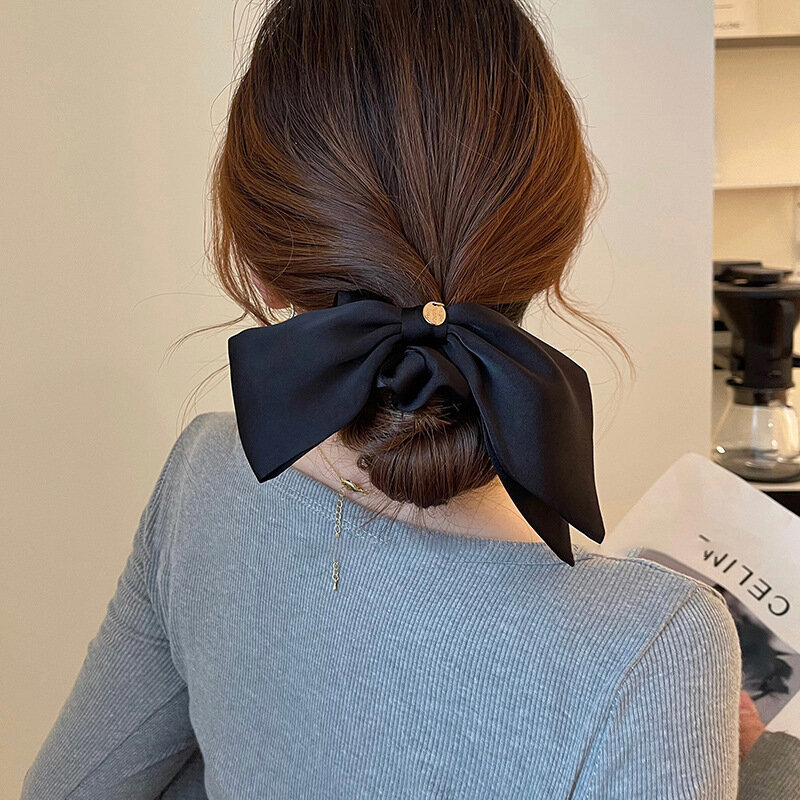 TwinkLei ikat rambut wanita elegan tali pita warna polos ikat rambut poni elastis ikat rambut Aksesori rambut anak perempuan Scrunchies