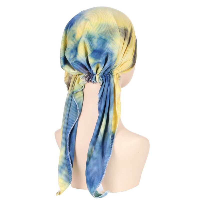 Turbante preatado para mujer, gorro de quimio musulmán, Hijab interno, gorros para la caída del cabello, gorro de cola larga, pañuelo para la cabeza