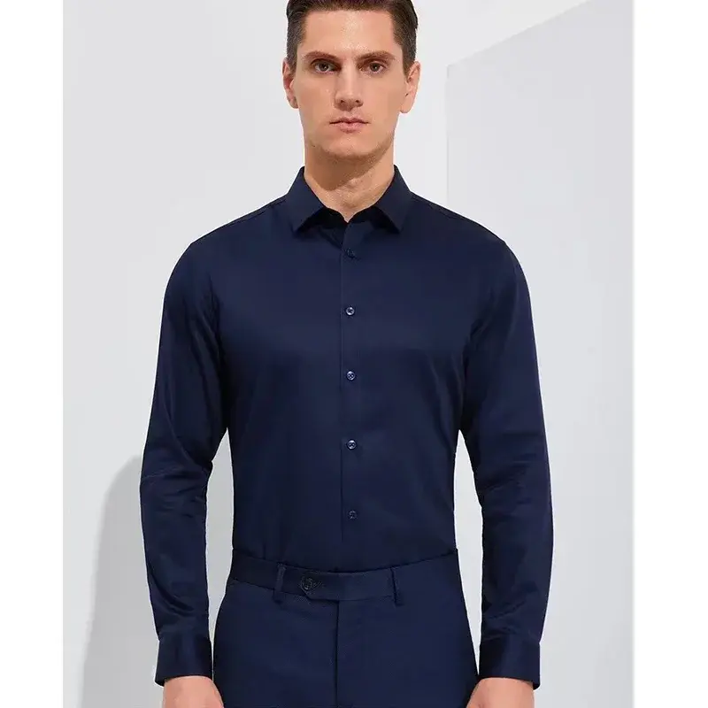 All Seasons Men's Office Business Long Sleeve Shirt Regular Fit Formal Business Social Shirts For Men Luxury Designer Blouse