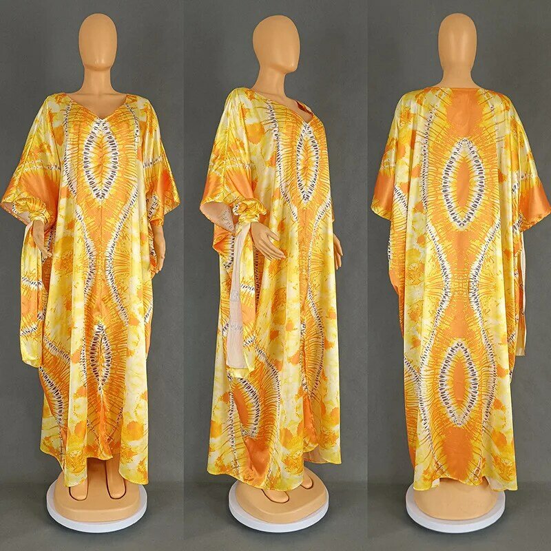 Длинный халат в этническом ретро-стиле Ближнего Востока с принтом с большим подолом и платьем-шарфом Женская одежда в Африканском и европейском стиле
