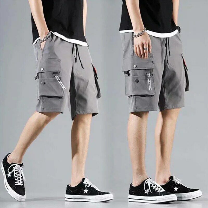 Vestuário masculino Y2K Capris, calça casual, moda de estudante solta, moda hip-hop, verão, 2023