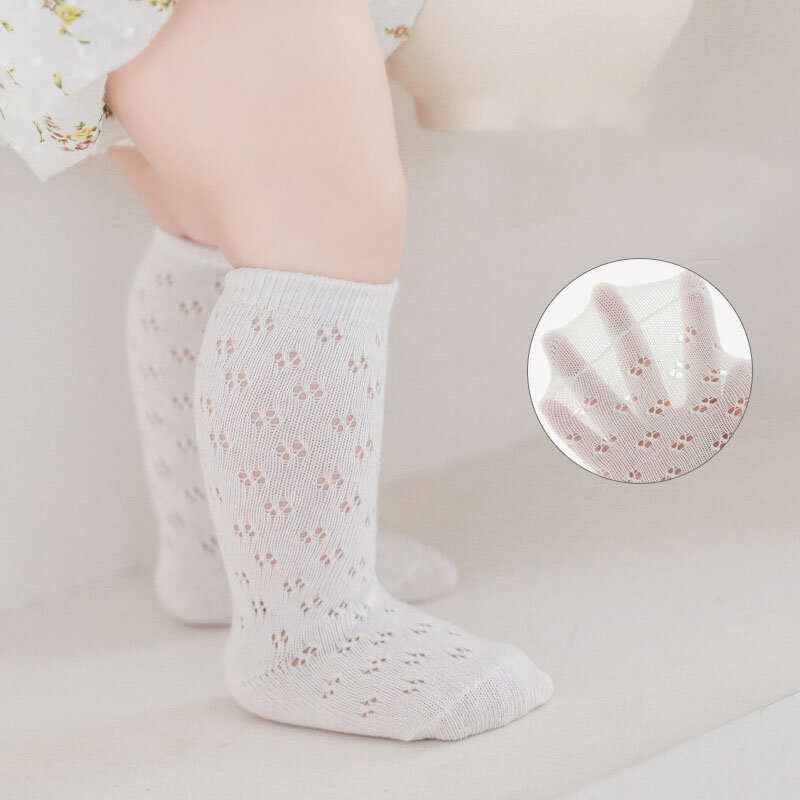Calcetines de malla ahuecados para niñas pequeñas, medias de longitud media hasta la rodilla, accesorios de verano, 4 pares