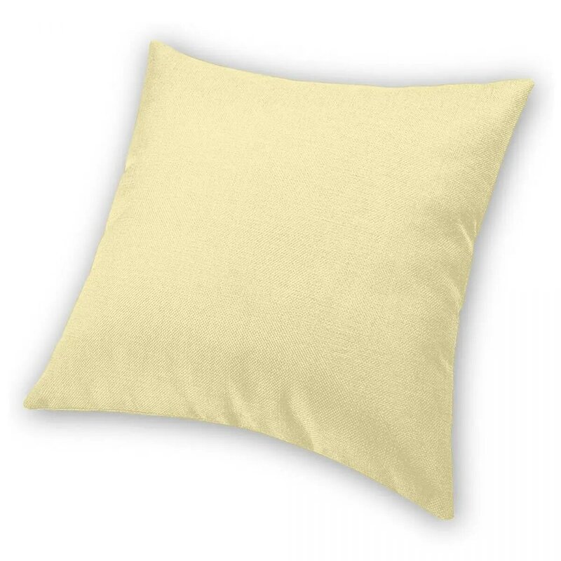 Funda de almohada cuadrada para el hogar, cubierta de cojín de poliéster y lino con patrón de terciopelo y cremallera, color liso, amarillo pálido y soleado, 45x45