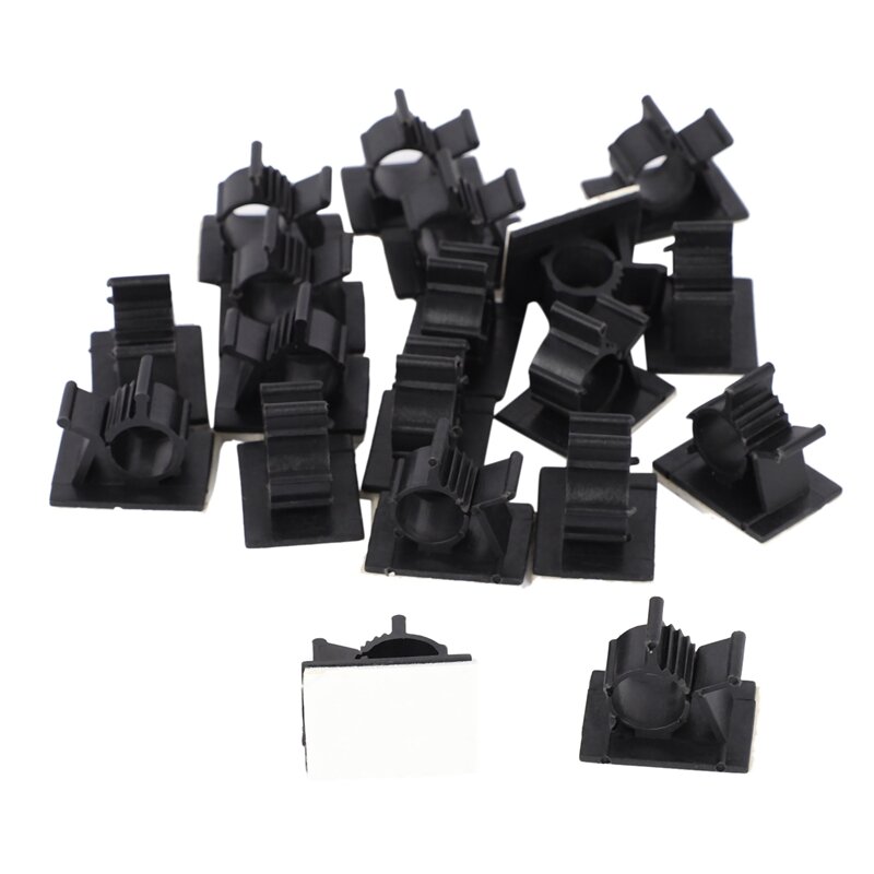 Abrazaderas de plástico ajustables para cables de coche, Clips autoadhesivos, organizador de cables, color negro, 60 piezas