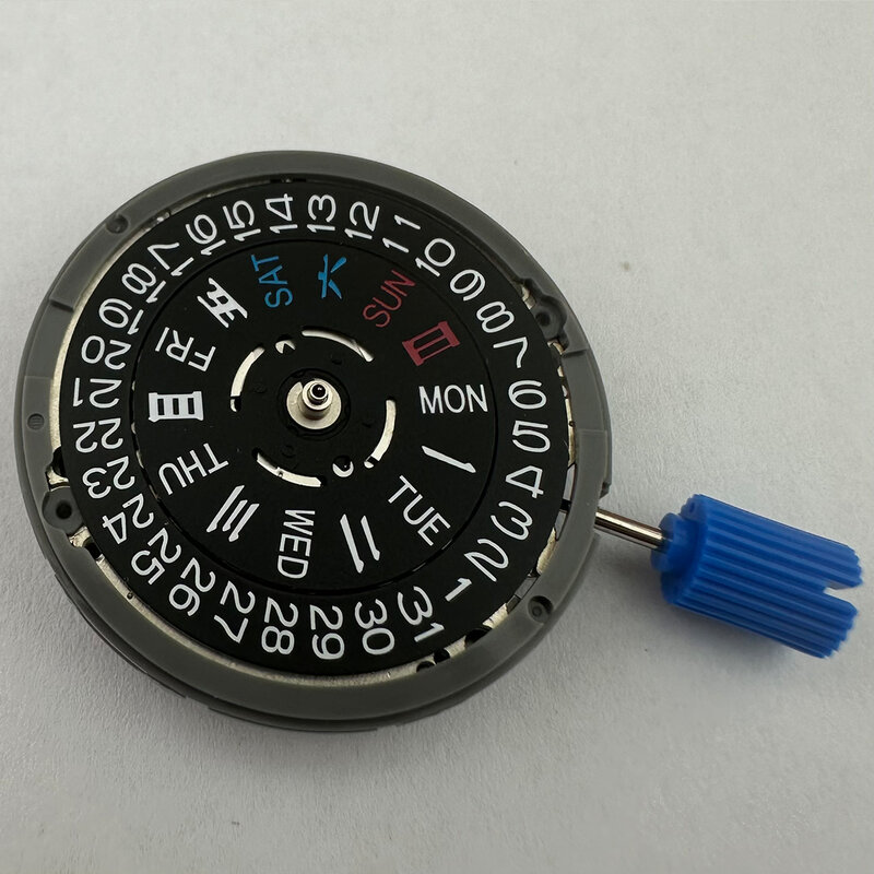 NH36A-movimiento mecánico de alta precisión, repuesto de reloj automático con corona de 3,8 puntos, calendario negro, chino e inglés