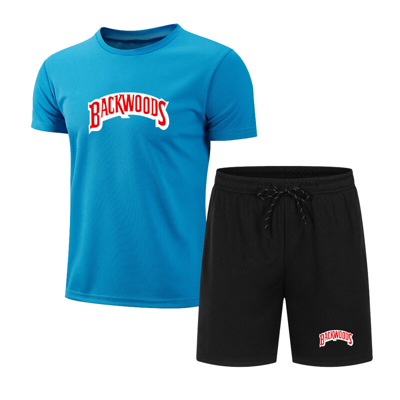 Conjunto de treino Jogger de duas peças masculino, moletom masculino, agasalho curto esportivo, roupas da moda, novo