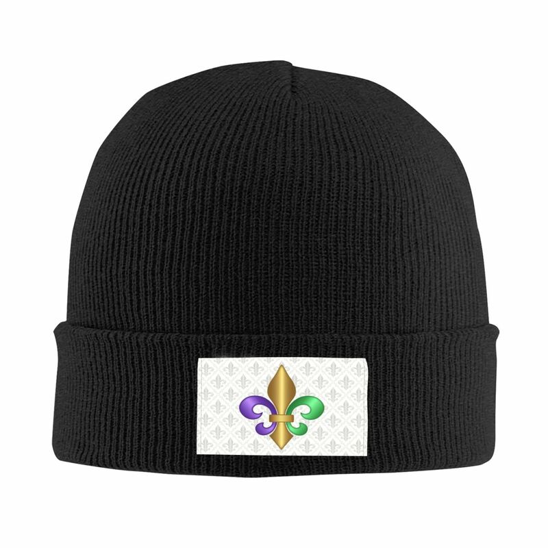 Cool Colorful Fleur-de-Lis Symbol Bonnet Hats Street Knit Hat For Men Women Warm Winter Lily Flower Skullies Beanies Caps
