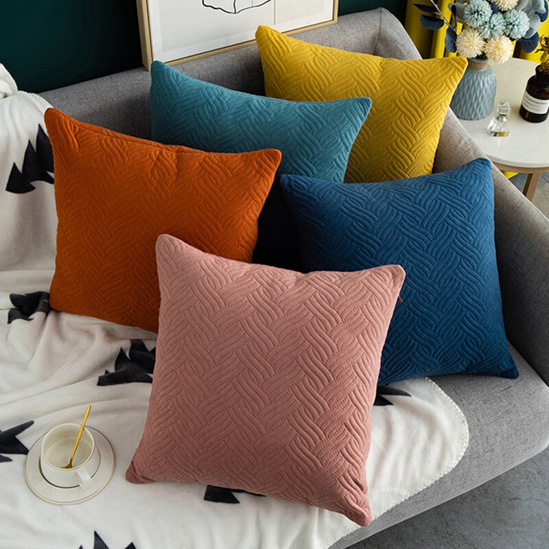 Velvet Cushion Cover Throw Pillows Solid Color Pillowcase Home Decorative Sofa Bed Cojines Decor Pillow Case 45x45cm