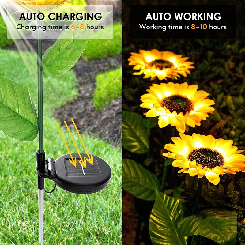 Солнечные Подсолнухи, садовый светильник на солнечной батарее, степень защиты IP65, водонепроницаемый, для дорожек, нарусветильник освещения...