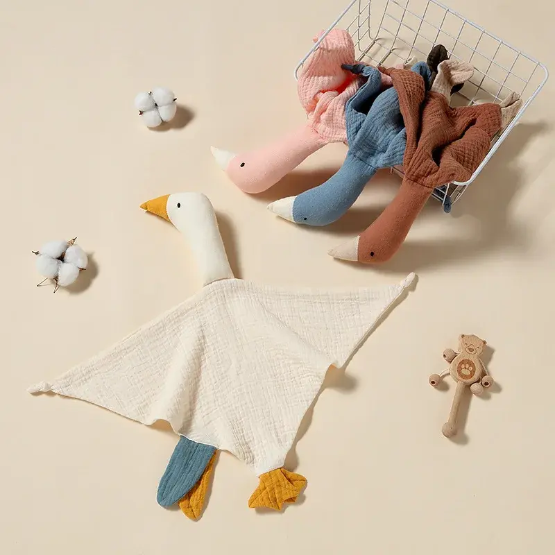 Cute Swan Baby Cotton Comforter Blanket Newborn Cartoon Sleeping Dolls Sleep Toy Soothe Appease Towel Bibs Saliva Towel New