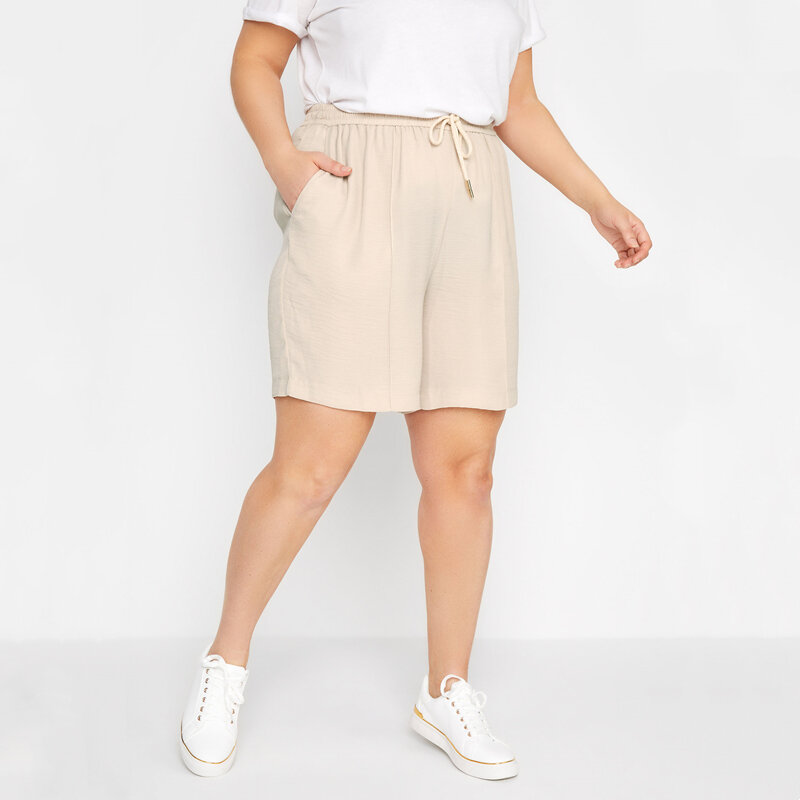 Shorts de cintura feminina com cordão elástico, solto e leve, shorts esportivos casuais, bolso lateral, tamanho grande, 5XL, 6XL, 7XL, verão