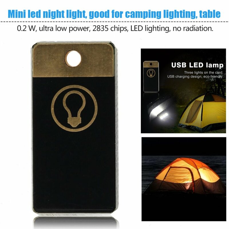 Miniluz LED USB para acampar, lámpara de luz blanca cálida de 0,2 W, potencia Ultra baja, 2835 Chips, 1 piezas